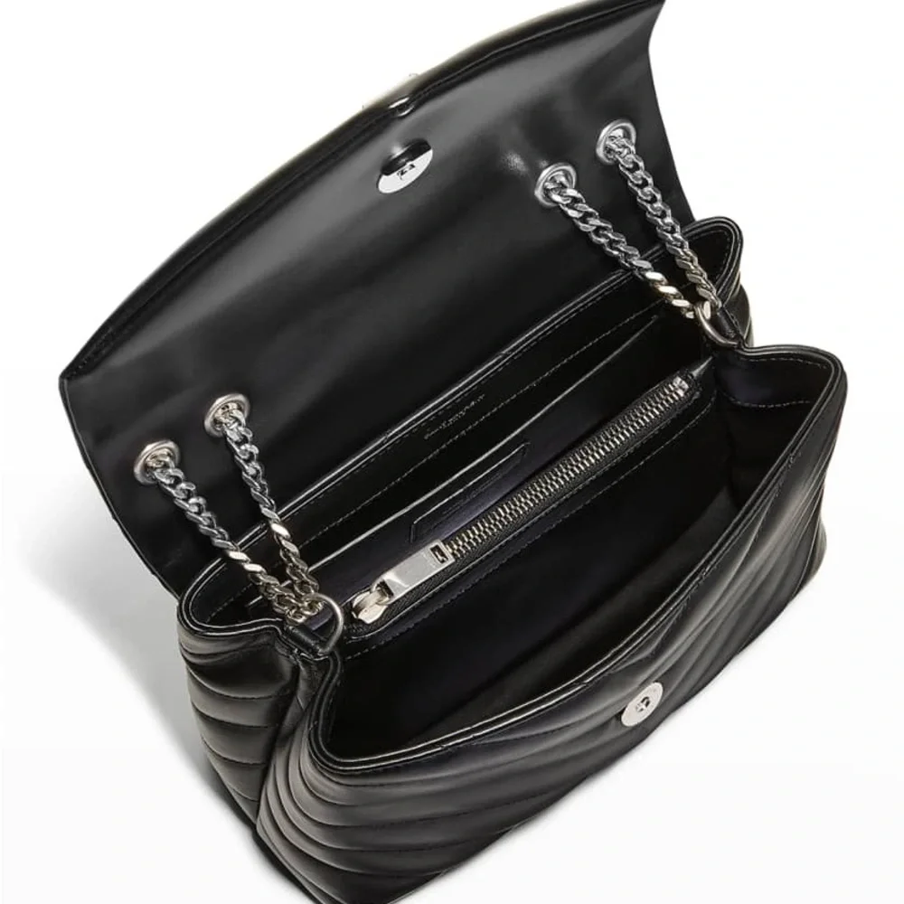 NWT YSL Loulou Small Matelasse Calfskin Flap Bag w/ Metal Straps - Picture 11 of 14